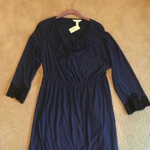 Soma Midnight Blue Dress w Lace L Large NEW NWT